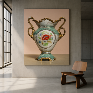 Harvest Reverie & Floral Allegory – Porcelain Vase from Northern Italy (1930s–1960s)