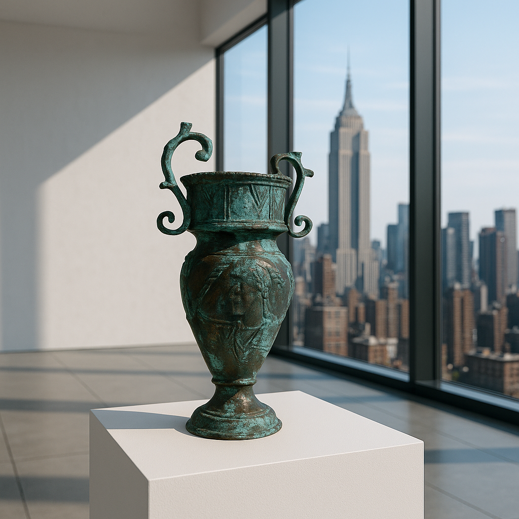 Ritual Copper Vase – Verdigris Patina Object – Replica (Presumed Made in Greece, c. 1960s–1980s)