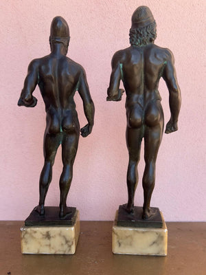 "The Riace Warriors – Statua A & B" Iconic Bronze Duo – Miniatures by Vulcania – Italy (23 cm, 1970s-90s)