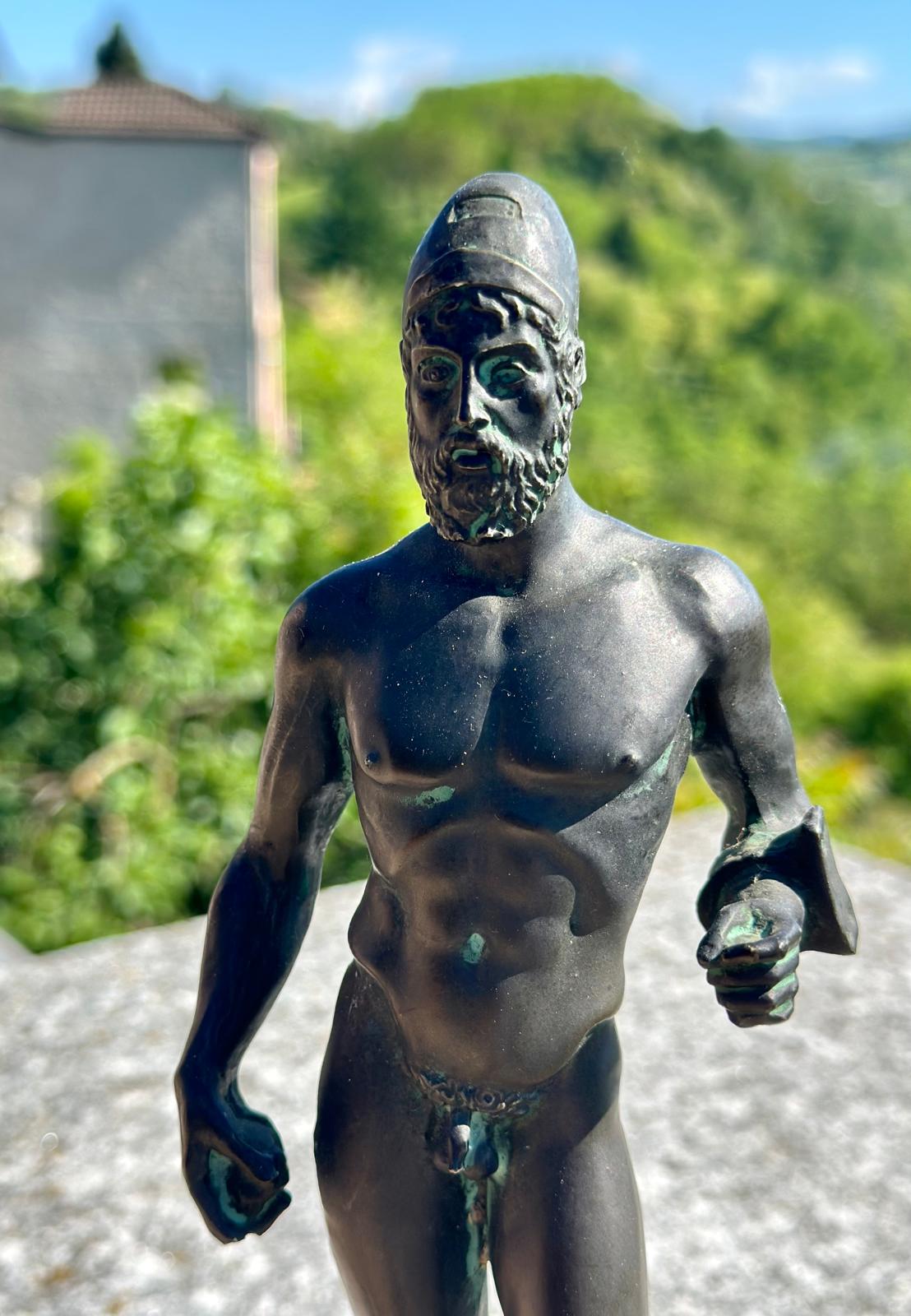 "The Riace Warriors – Statua A & B" Iconic Bronze Duo – Miniatures by Vulcania – Italy (23 cm, 1970s-90s)