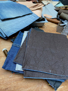 Unique Piece Denim Apron with recycled Burberry jeans