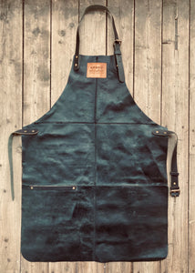 Upcycled leather Patchwork Apron -  Circular Apron -  recycled handmade apron.