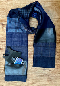 Royal woolen/cashmere/silk scarf in dark blue and light blue