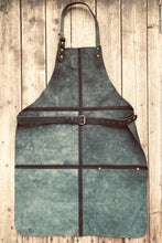 Load image into Gallery viewer, Upcycled leather Patchwork Apron -  Circular Apron -  recycled handmade apron.