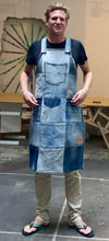 Load image into Gallery viewer, Unique Vegan Circular Denim Apron with recycled Levi&#39;s jeans and Diesel jeans
